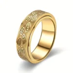 Chic Anxiety/ Fidget Band Ring Made Of Stainless Steel Carved Evil Eye On The Surface Multi Colors For U To Choose Match Daily Outfits Suitable For Men And Women