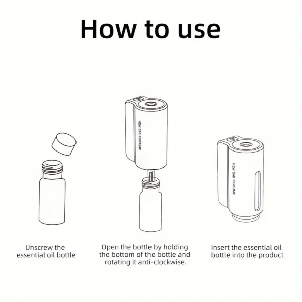 Intelligent Car Air Vent Aromatherapy Diffuser - Cylindrical Shape, Battery Powered with Rechargeable Lithium Battery, 3 Operating Modes, Spray Format for Fresh Fragrance
